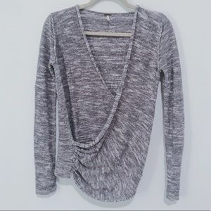 Free People | Grey Cross Front Knit Sweater XS